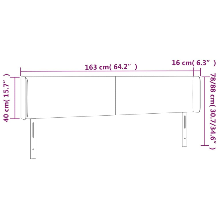 Hoofdbord LED 163x16x78/88 cm stof donkerbruin