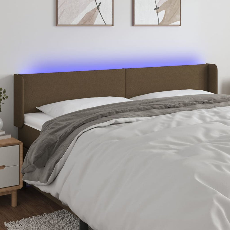 Hoofdbord LED 163x16x78/88 cm stof donkerbruin