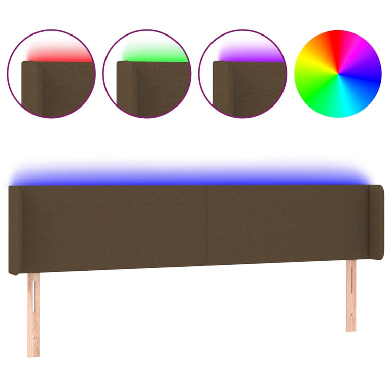 Hoofdbord LED 183x16x78/88 cm stof donkerbruin