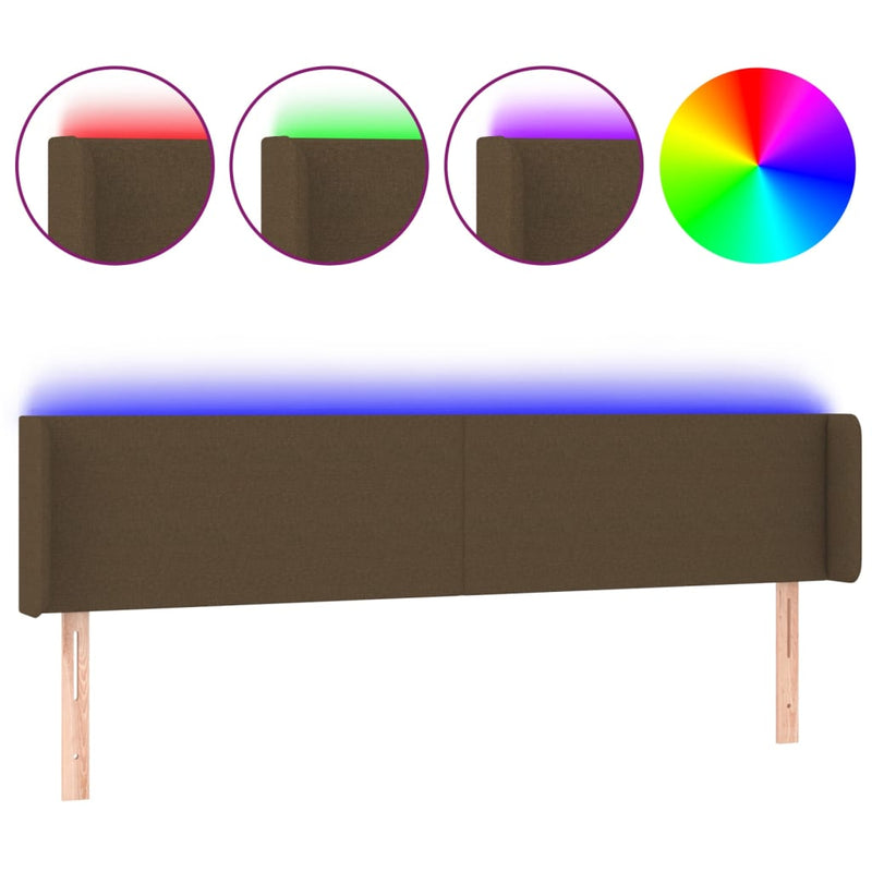 Hoofdbord LED 183x16x78/88 cm stof donkerbruin