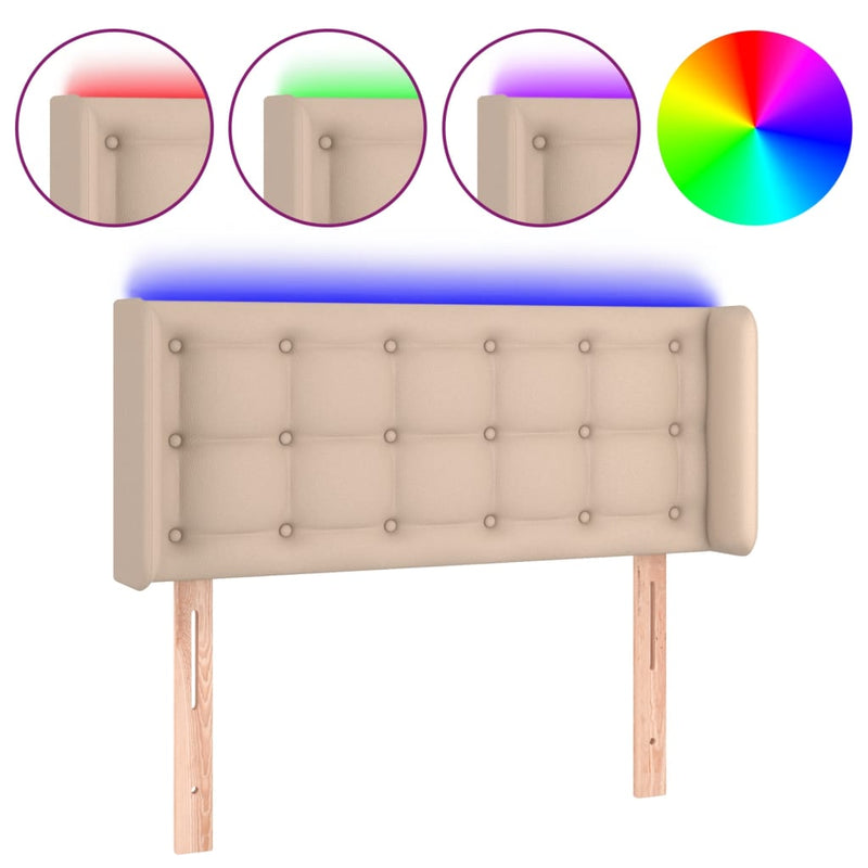 Hoofdbord LED 103x16x78/88 cm kunstleer cappuccinokleurig