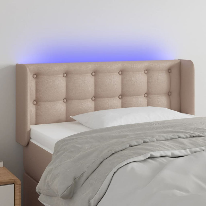 Hoofdbord LED 103x16x78/88 cm kunstleer cappuccinokleurig