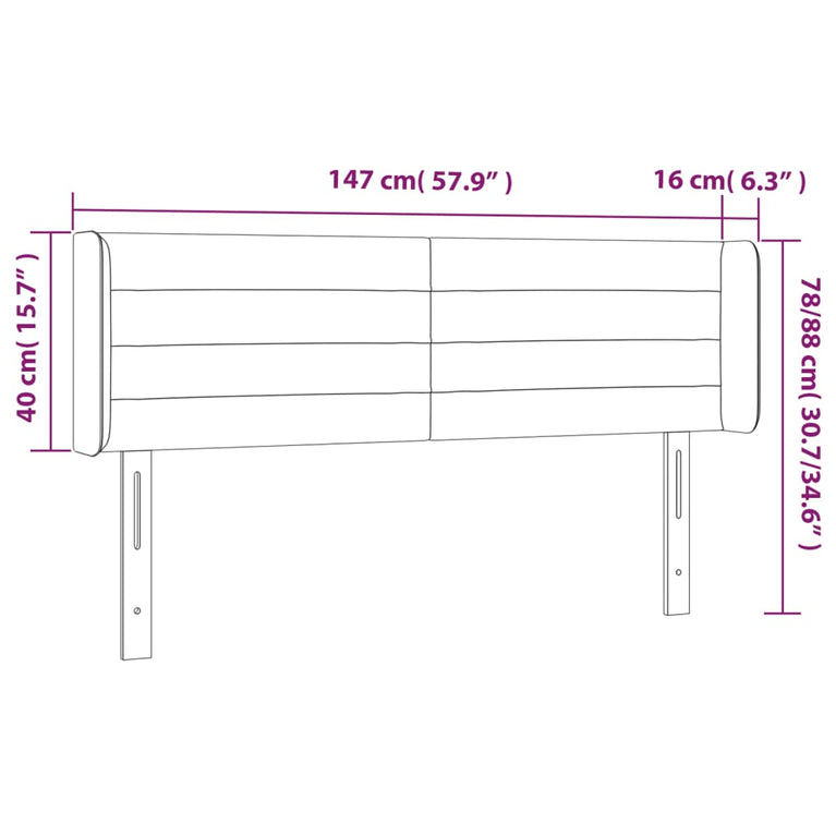 Hoofdbord LED 147x16x78/88 cm stof donkerbruin