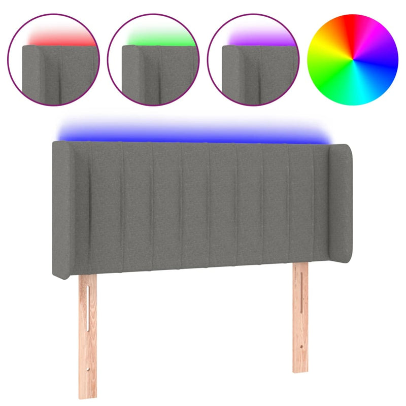 Hoofdbord LED 83x16x78/88 cm stof donkergrijs