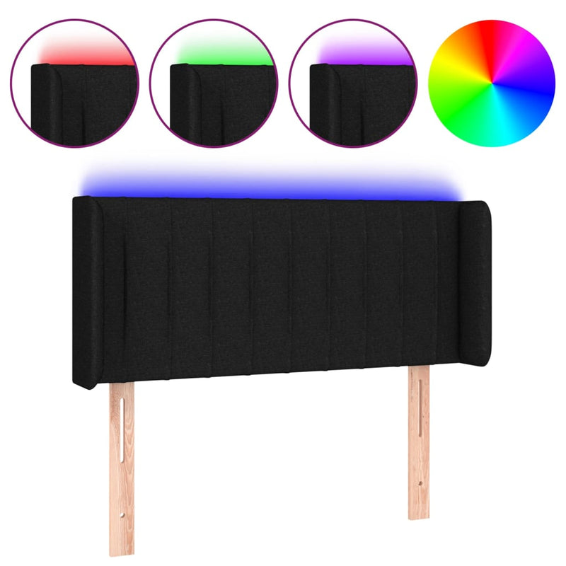 Hoofdbord LED 83x16x78/88 cm stof zwart