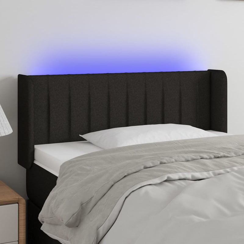 Hoofdbord LED 83x16x78/88 cm stof zwart