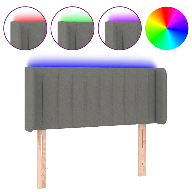 Hoofdbord LED 103x16x78/88 cm stof donkergrijs