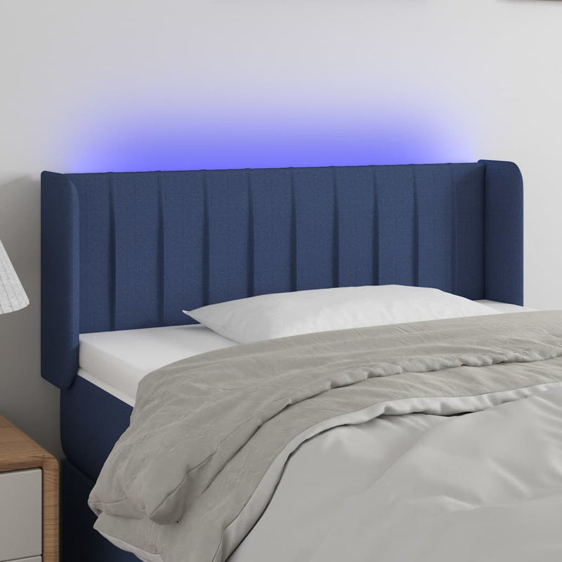 Hoofdbord LED 103x16x78/88 cm stof blauw