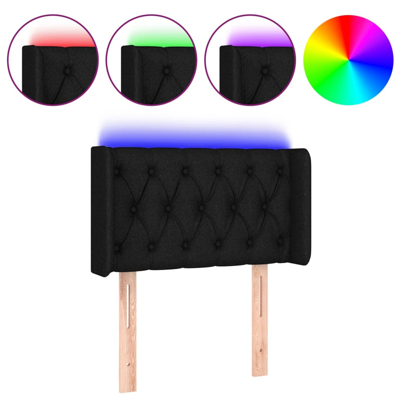 Hoofdbord LED 83x16x78/88 cm stof zwart
