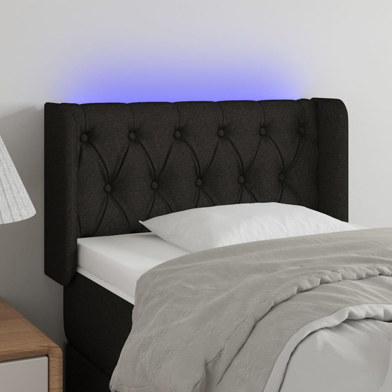 Hoofdbord LED 83x16x78/88 cm stof zwart