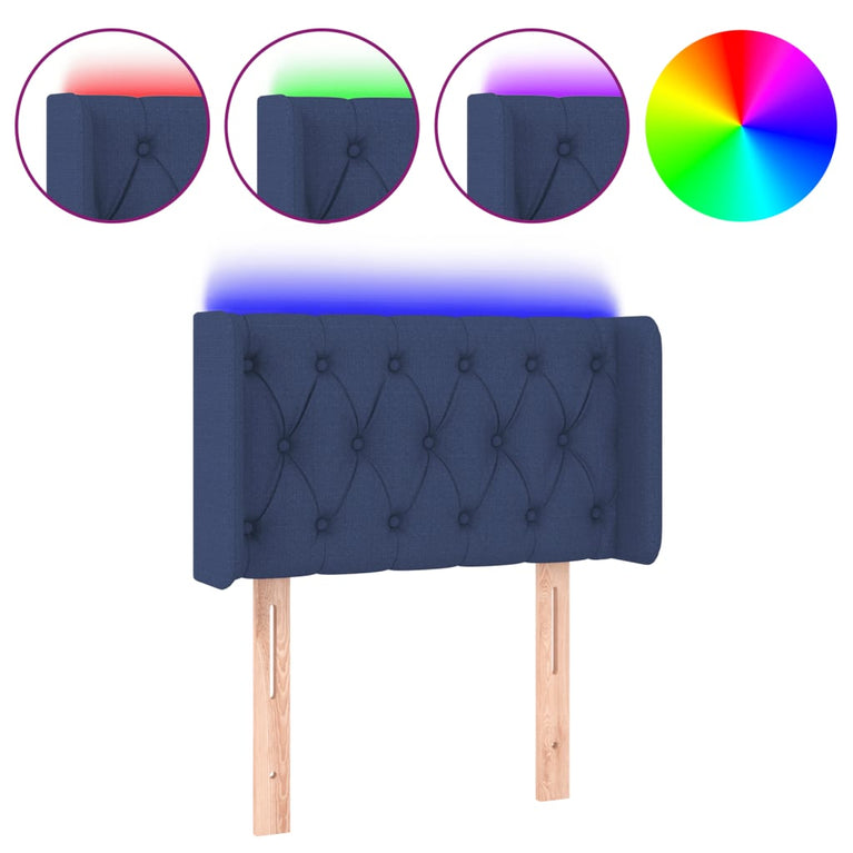 Hoofdbord LED 83x16x78/88 cm stof blauw
