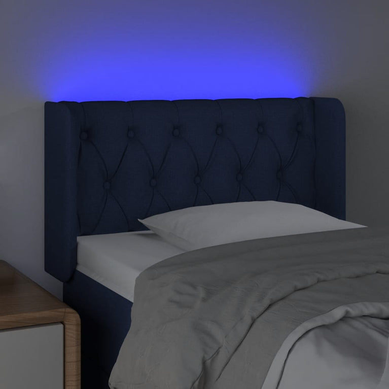 Hoofdbord LED 83x16x78/88 cm stof blauw