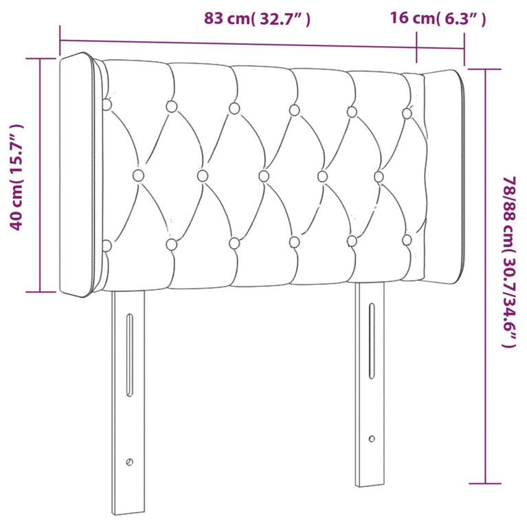 Hoofdbord LED 83x16x78/88 cm stof blauw