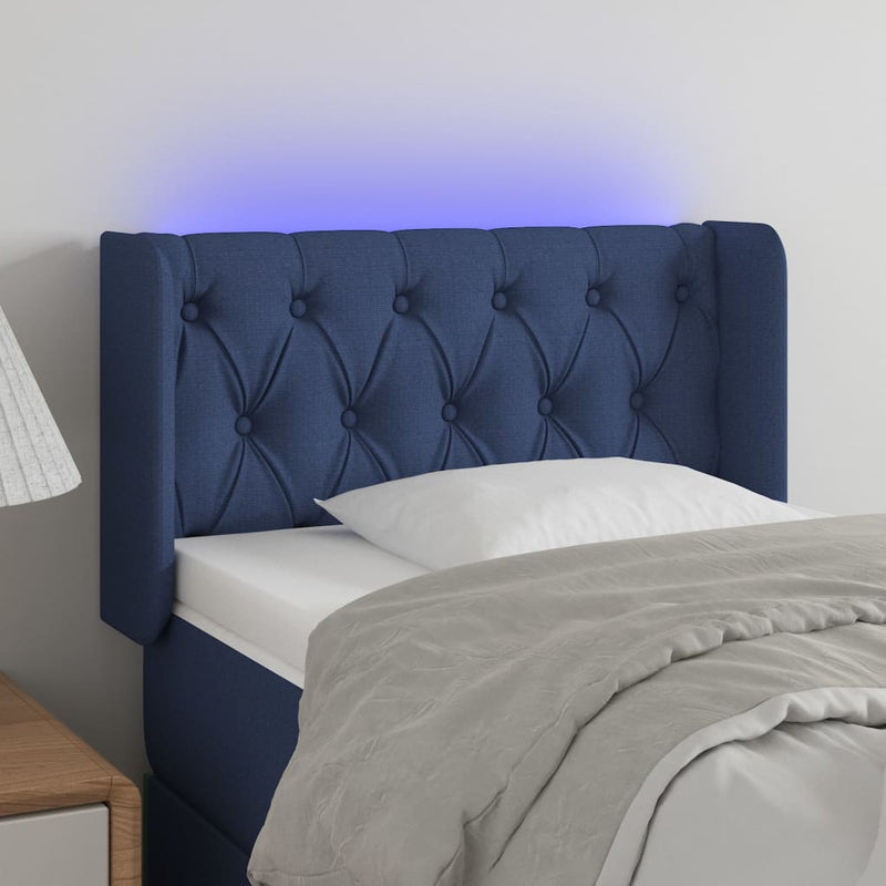 Hoofdbord LED 83x16x78/88 cm stof blauw