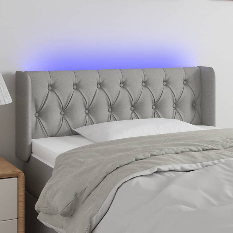 Hoofdbord LED 93x16x78/88 cm stof lichtgrijs
