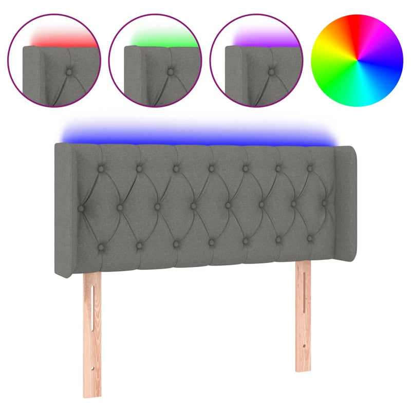 Hoofdbord LED 93x16x78/88 cm stof donkergrijs