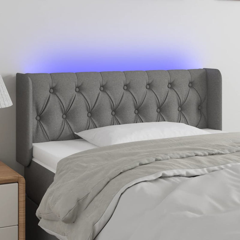 Hoofdbord LED 93x16x78/88 cm stof donkergrijs