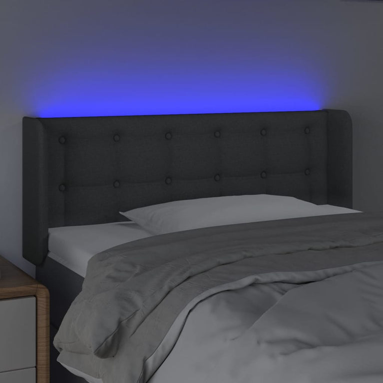 Hoofdbord LED 83x16x78/88 cm stof donkergrijs