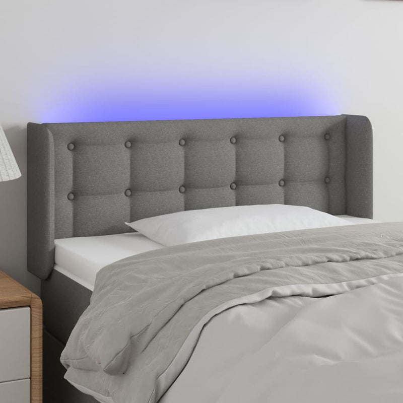 Hoofdbord LED 83x16x78/88 cm stof donkergrijs
