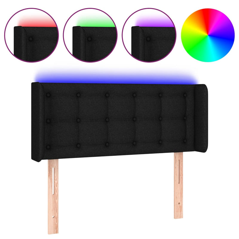 Hoofdbord LED 83x16x78/88 cm stof zwart