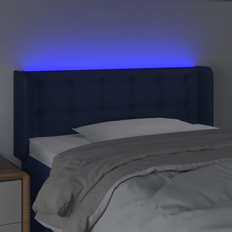 Hoofdbord LED 83x16x78/88 cm stof blauw