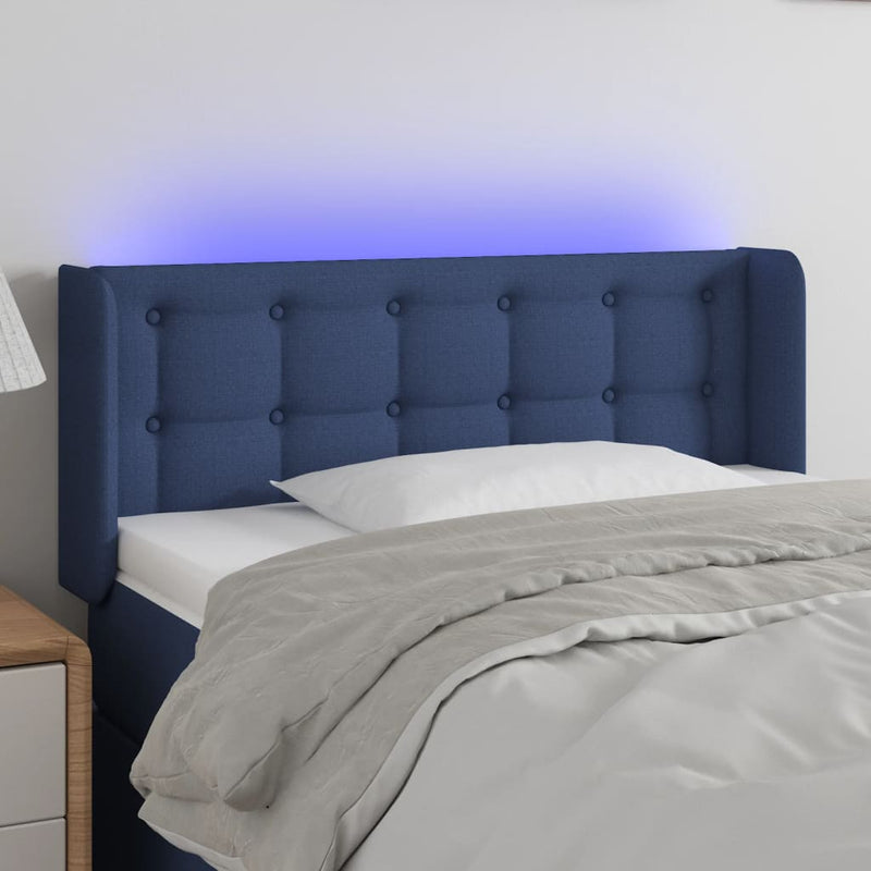 Hoofdbord LED 83x16x78/88 cm stof blauw