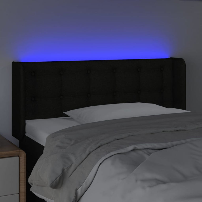 Hoofdbord LED 103x16x78/88 cm stof zwart