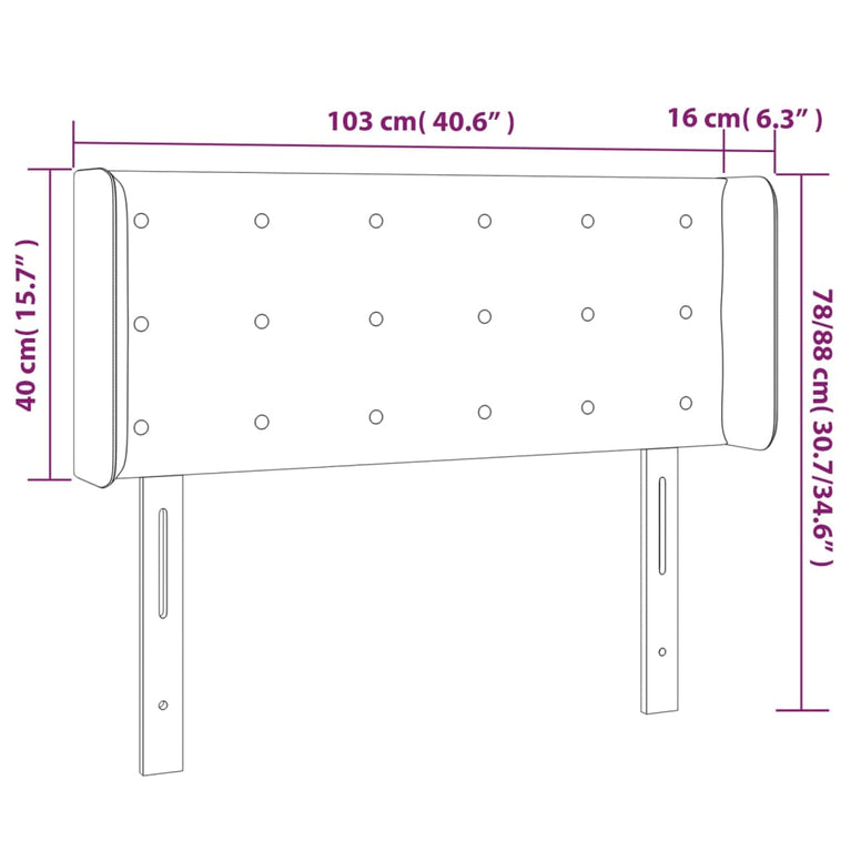 Hoofdbord LED 103x16x78/88 cm stof zwart