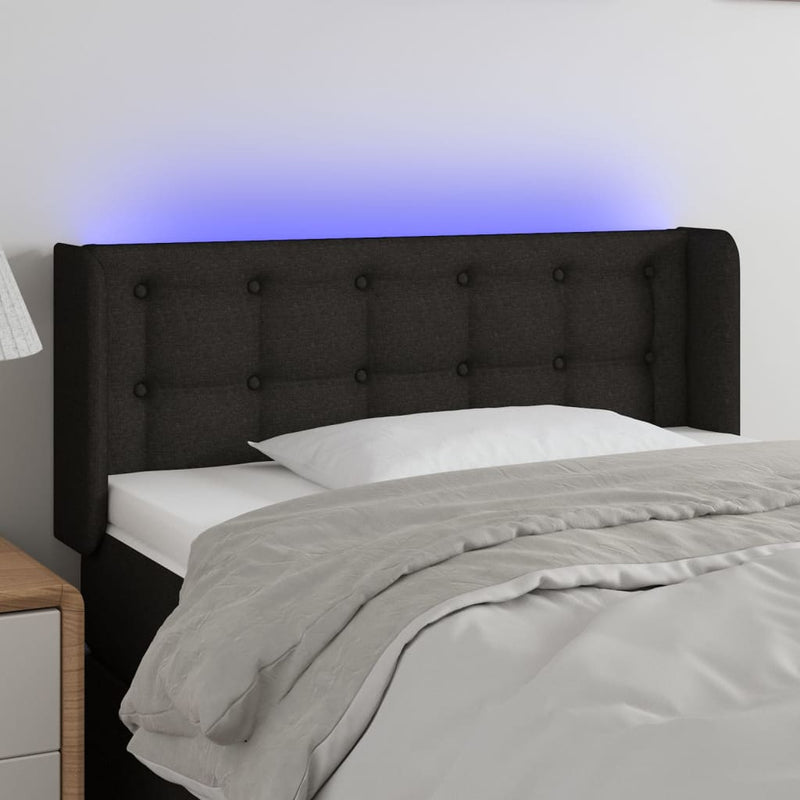 Hoofdbord LED 103x16x78/88 cm stof zwart