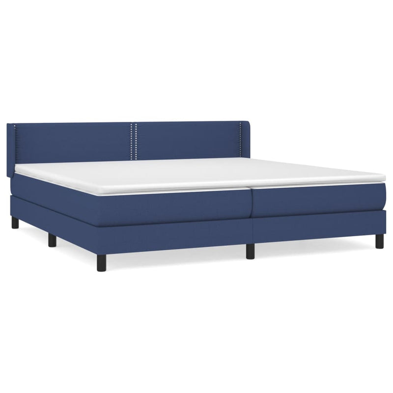 Boxspring met matras stof blauw 200x200 cm