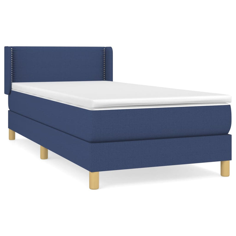 Boxspring met matras stof blauw 100x200 cm