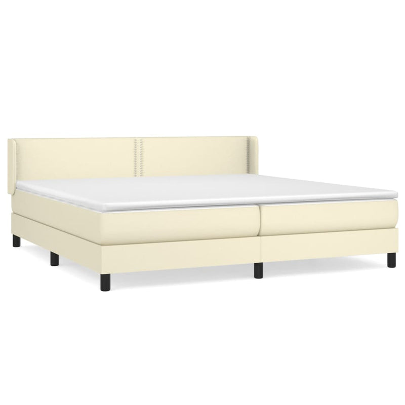 Boxspring met matras kunstleer crèmekleurig 200x200 cm