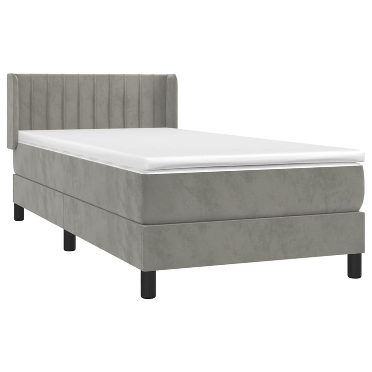 Boxspring met matras fluweel lichtgrijs 80x200 cm