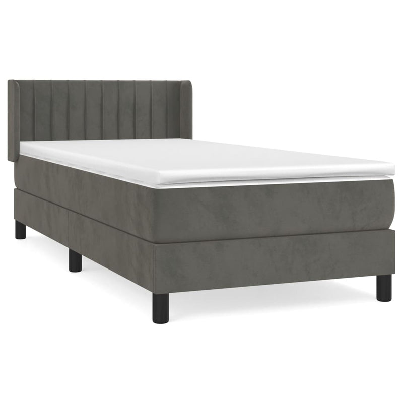 Boxspring met matras fluweel donkergrijs 80x200 cm