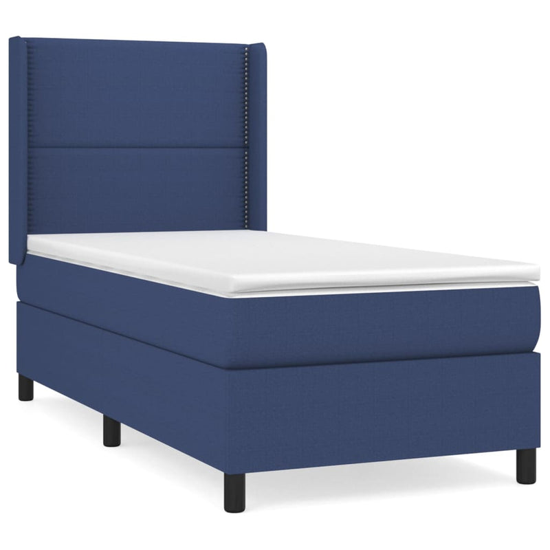 Boxspring met matras stof blauw 100x200 cm