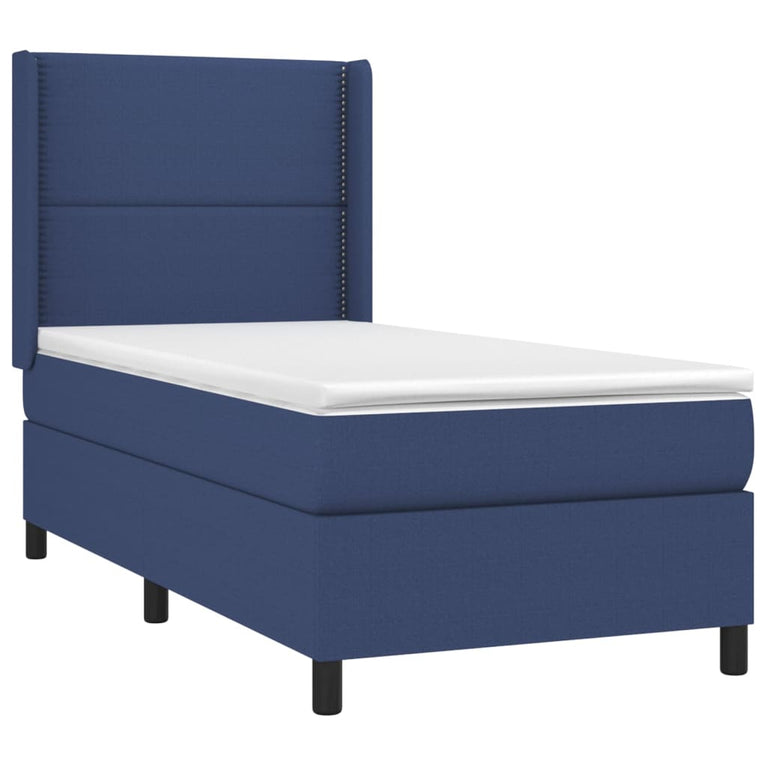 Boxspring met matras stof blauw 100x200 cm
