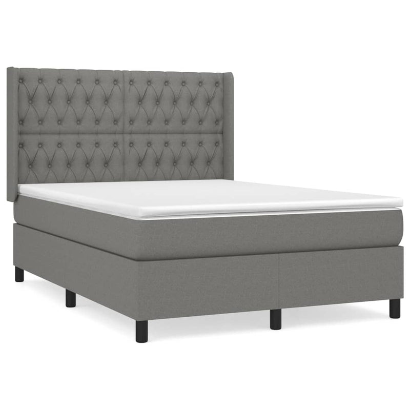 Boxspring met matras stof donkergrijs 140x190 cm