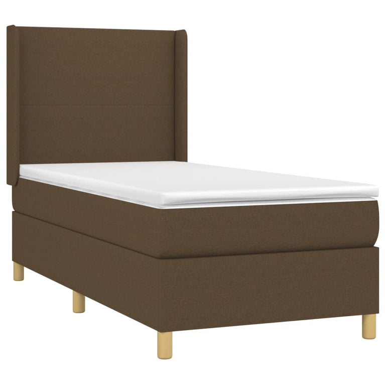 Boxspring met matras stof donkerbruin 90x200 cm