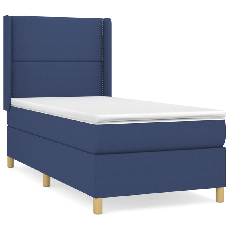 Boxspring met matras stof blauw 100x200 cm