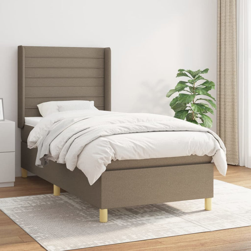Boxspring met matras stof taupe 100x200 cm