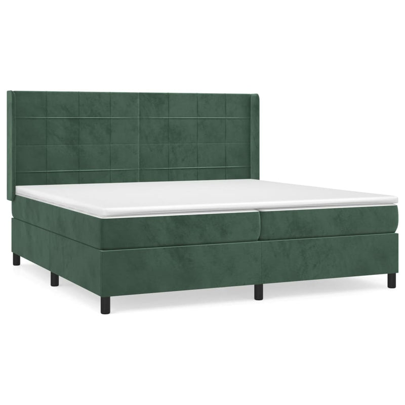 Boxspring met matras fluweel donkergroen 200x200 cm