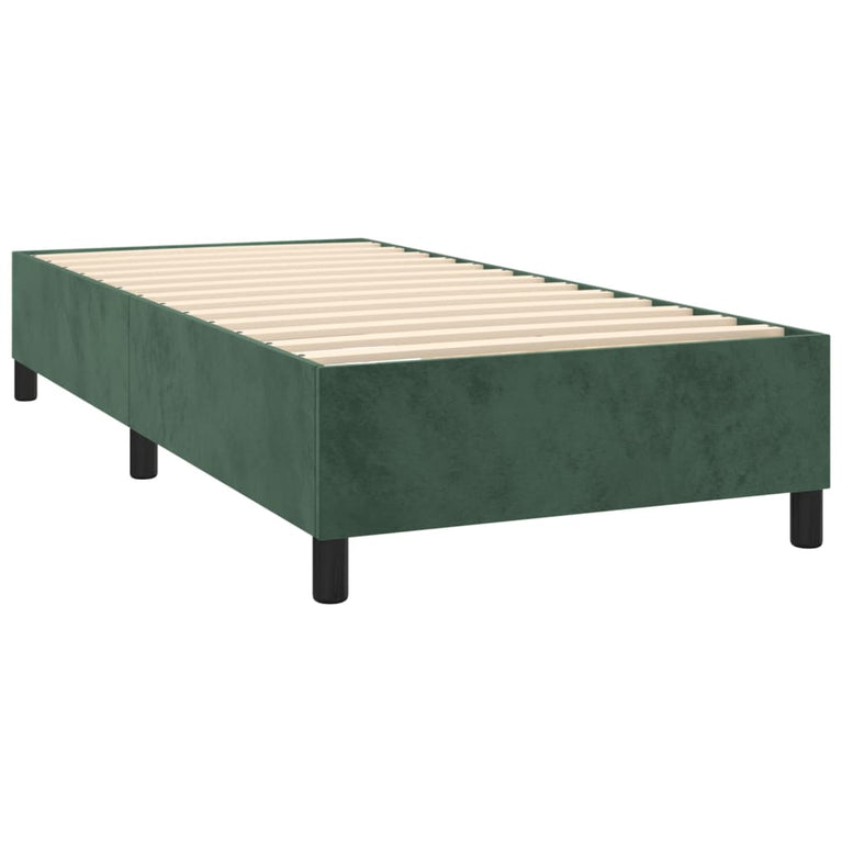 Boxspring met matras en LED fluweel donkergroen 100x200 cm