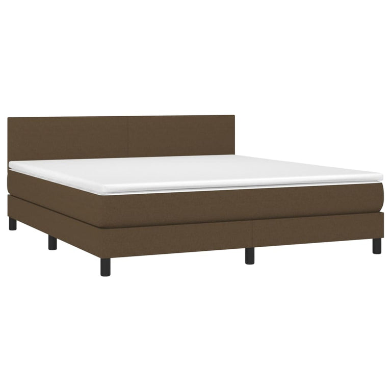 Boxspring met matras en LED stof donkerbruin 180x200 cm