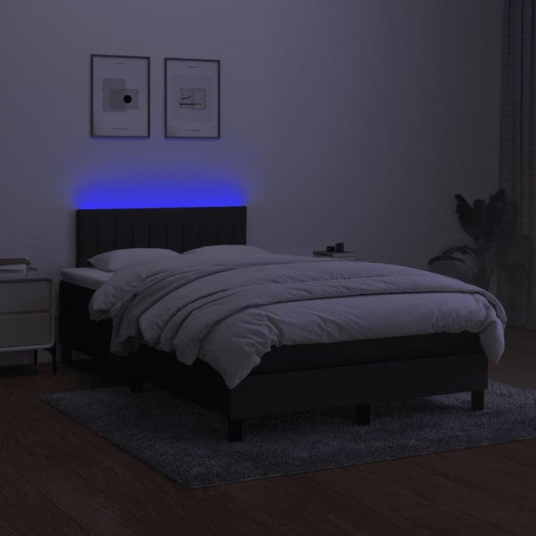 Boxspring met matras en LED stof zwart 120x200 cm