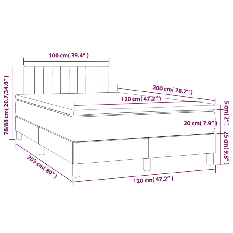 Boxspring met matras en LED stof zwart 120x200 cm