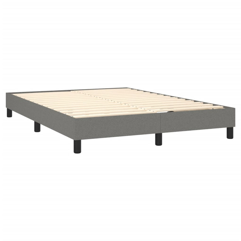 Boxspring met matras en LED stof donkergrijs 140x200 cm