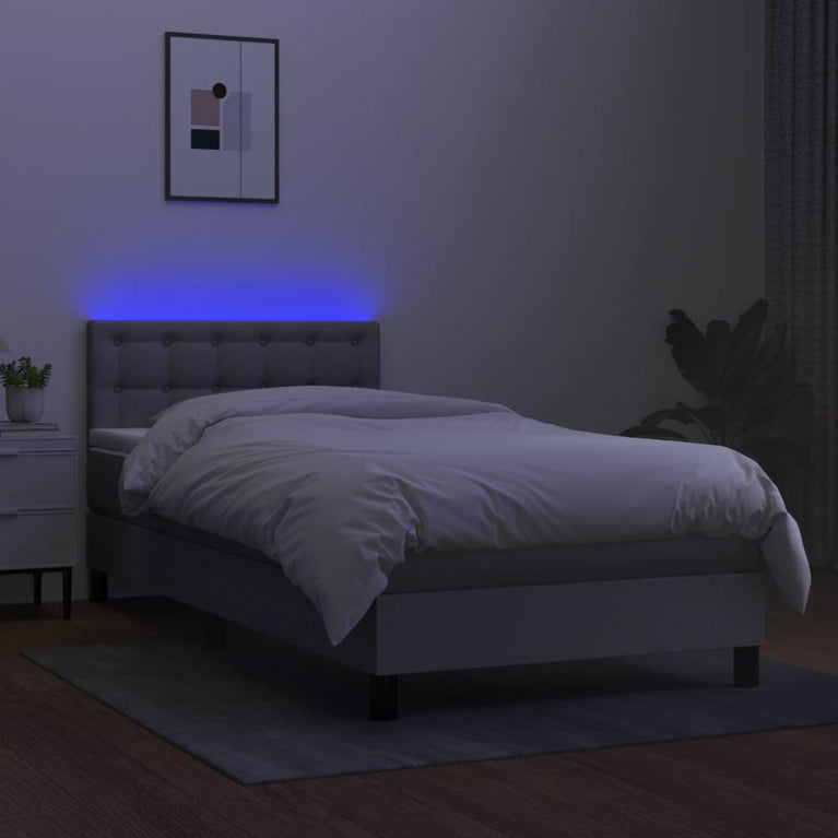Boxspring met matras en LED stof lichtgrijs 80x200 cm