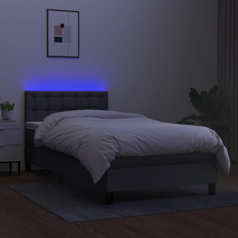 Boxspring met matras en LED stof donkergrijs 80x200 cm