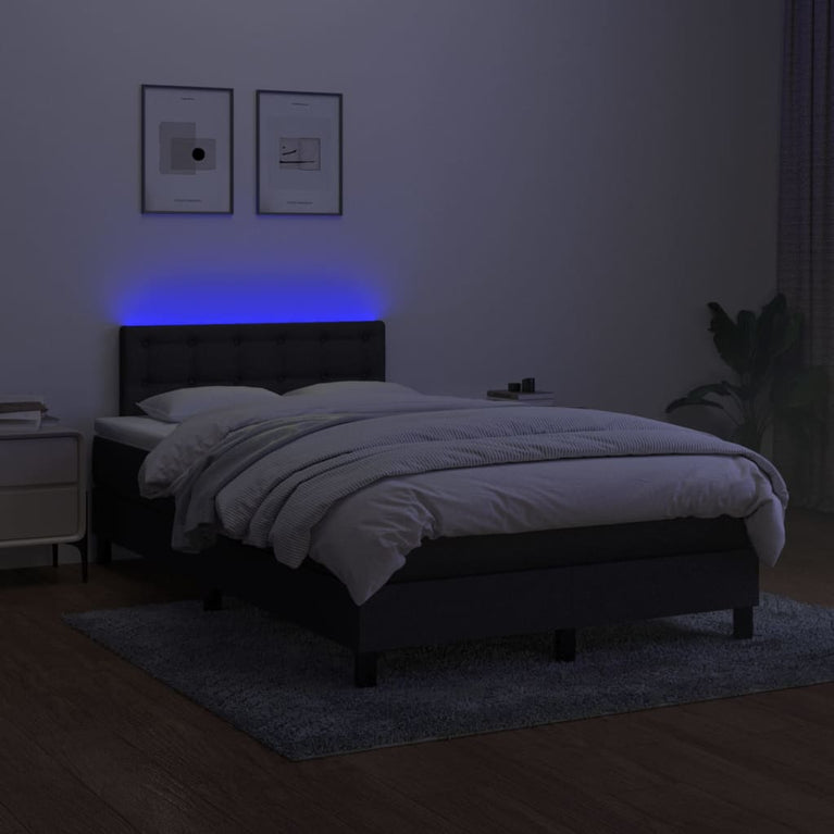 Boxspring met matras en LED stof zwart 120x200 cm