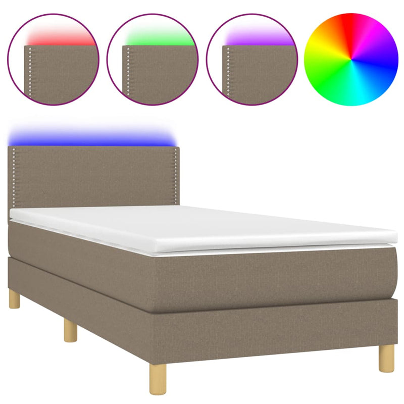 Boxspring met matras en LED stof taupe 80x200 cm